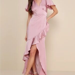 Elegant Pink Ruffle Dress